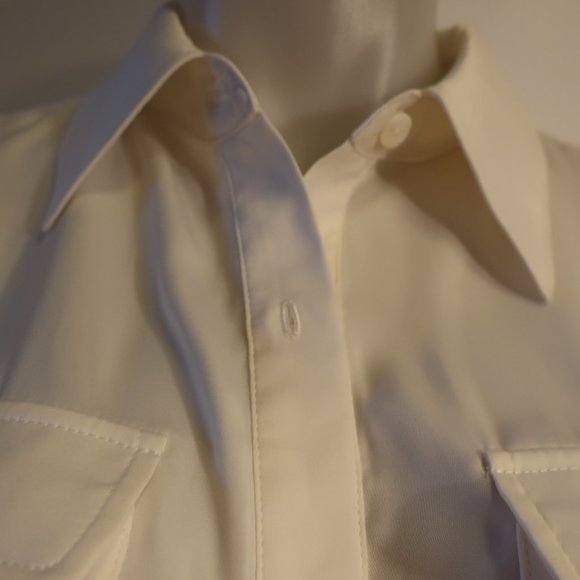 NWD Womens Chris Gramer Ivory White Chest Pockets Button Top Blouse 1 US/M * - Picture 3 of 13